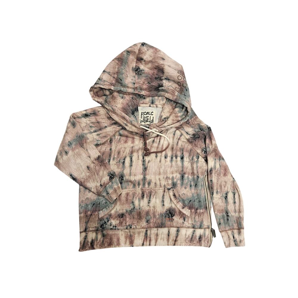 Peace love world large oversized cowl neck tietye hoodie boho good mood